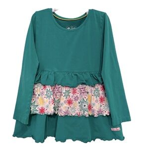 Ruffle Butts Size 8 Green Pullover Long Sleeve Layered Ruffle Christmas Tunic